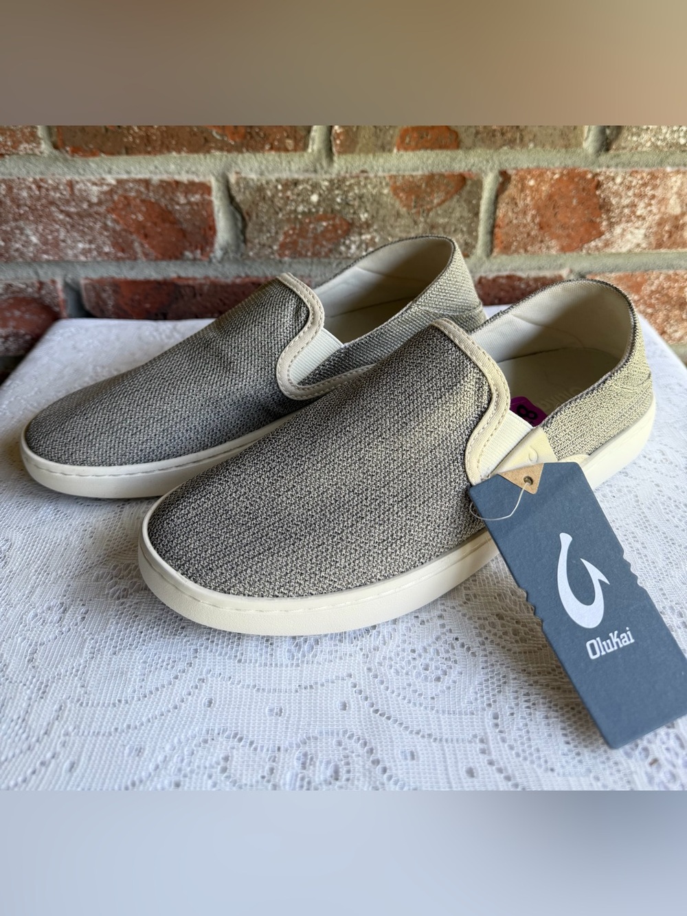 OluKai Pehuea Women's Breathable Slip-On Sneakers, in the popular "Tapa / Tapa"